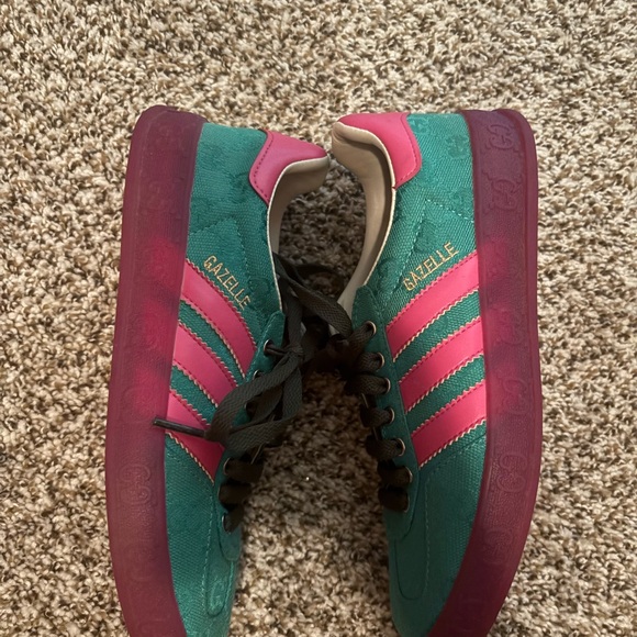 adidas gazelle silver green womens Adidas x GUCCI Gazelle 'White Green Red' – EBITAF main image 0